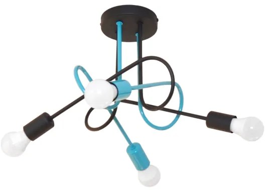 Felületre szerelhető csillár OXFORD 4xE27/15W/230V fekete/türkiz
