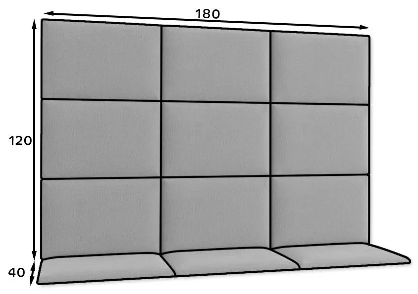 Kárpitozott panel 12 db. Quadra 180x120 cm (sötétszürke). 1051993