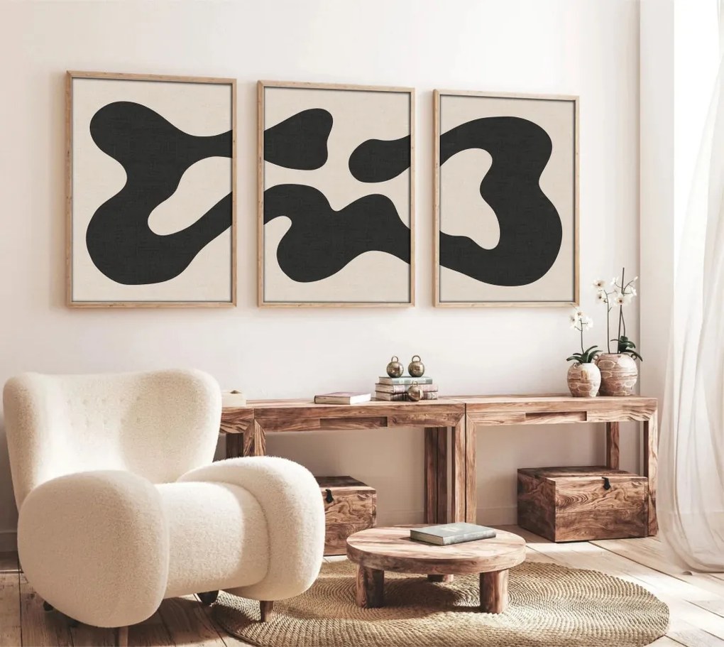 Huhu199 keretezett MDF falikép, 50 x 70 cm, 3 db-os szett
