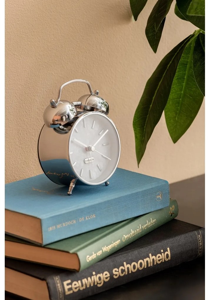 Karlsson 6009CH design ébresztőóra ezüst, átmérő 12 cm