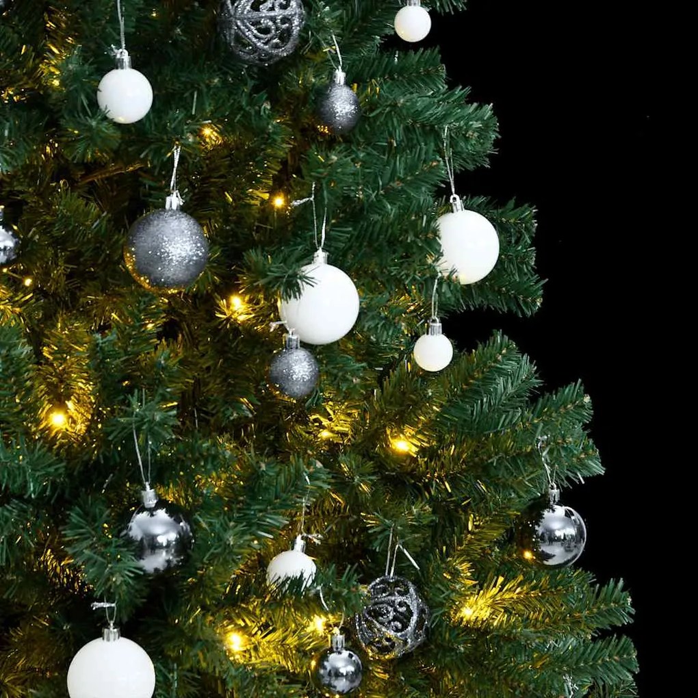 csuklópántos műkarácsonyfa 300 LED-del és gömbökkel 210 cm