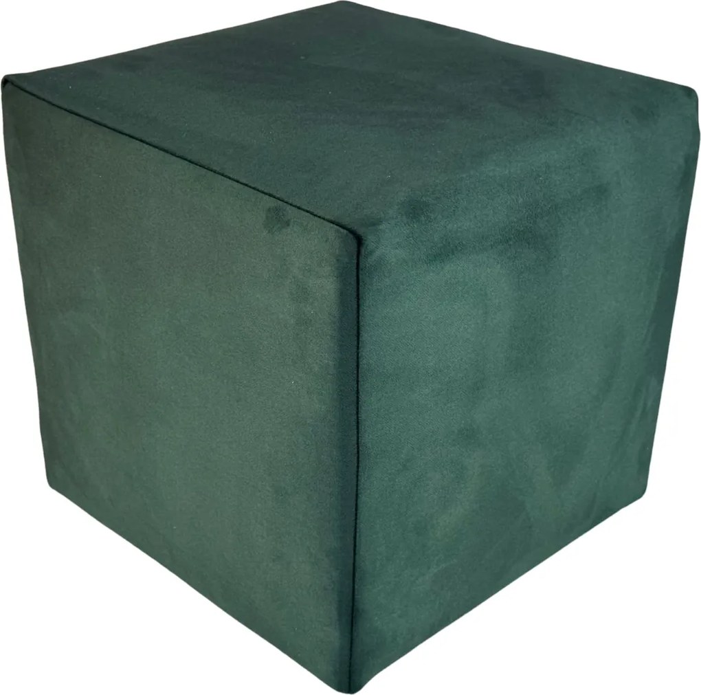 Négyzet alakú puff velúr zöld palackos könnyen tisztítható lángálló