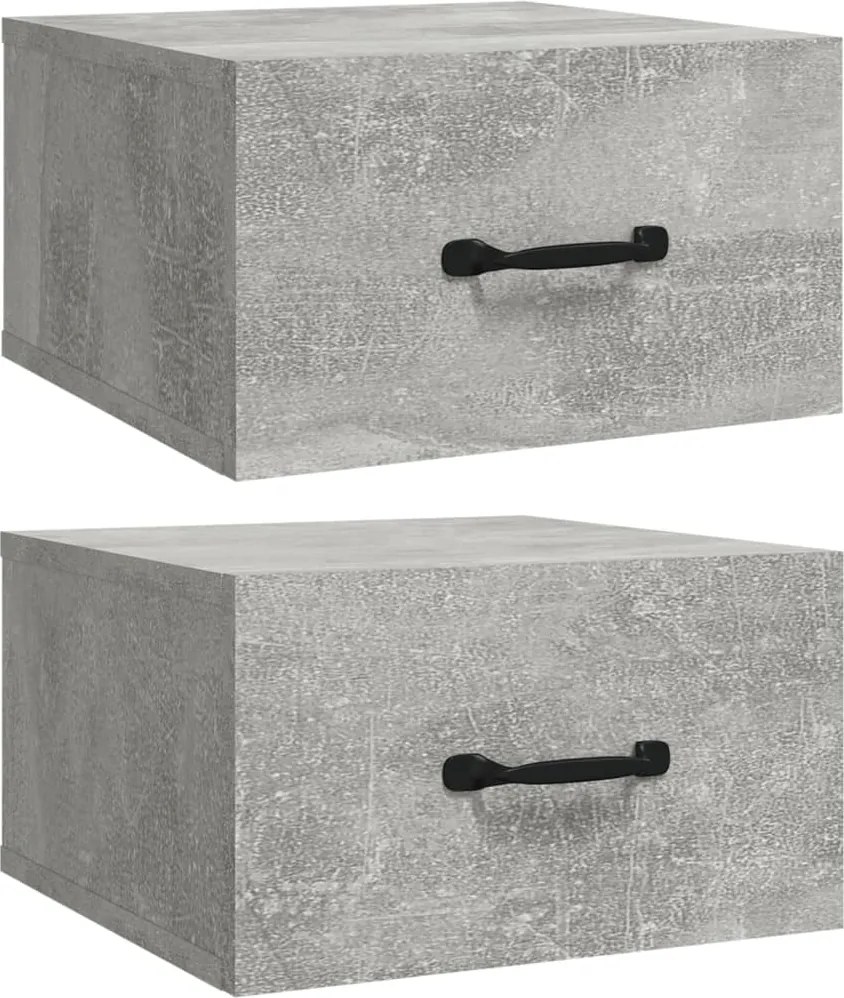vidaXL 2 db betonszürke falra szerelhető éjjeliszekrény 35x35x20 cm