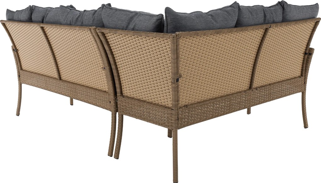 Kerti rattan szett, természetes/világosszürke, RANDI