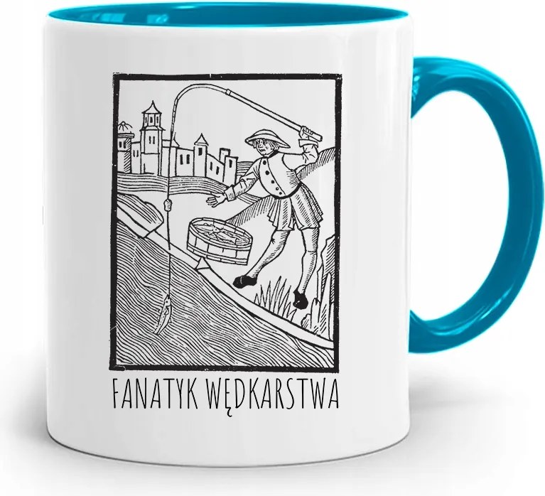 Kék Horgász Bögre Horgász Fanatikus Horgászat Nyomtatott Fotóval