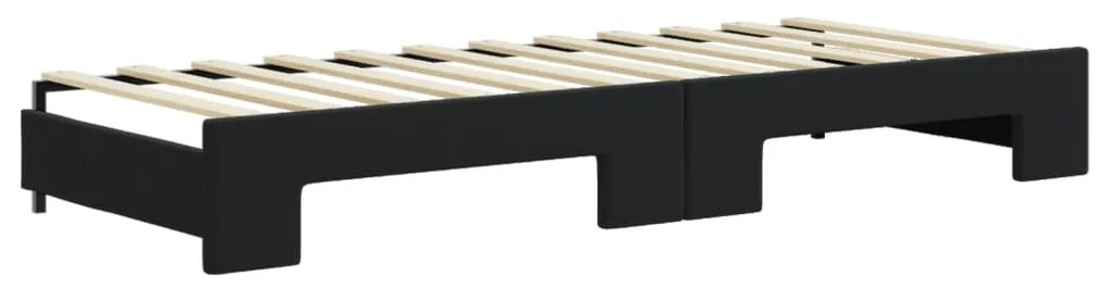 fekete kihúzható bársony heverő fiókkal 80 x 200 cm