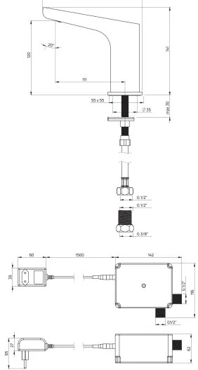 Deante BQH_N28V - Érintésmentes mosdócsap HIACYNT 230/6V fekete
