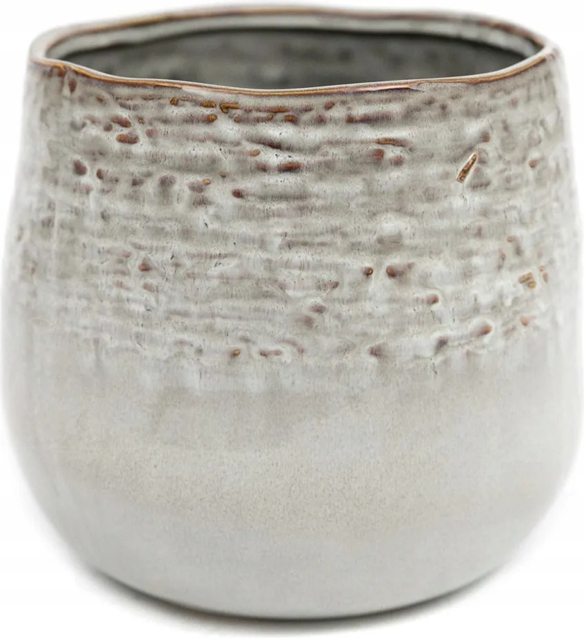 Virágtartó Szürke Barna 12x12cm Díszített Fényes 10