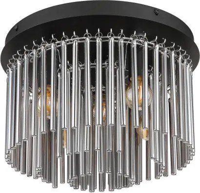 Globo 15698D Mennyezeti lámpa fém matt fekete, króm, füstszínű üvegrudak, ø: 320mm, M:215mm, 5x E14 40W 230V izzók nélkül