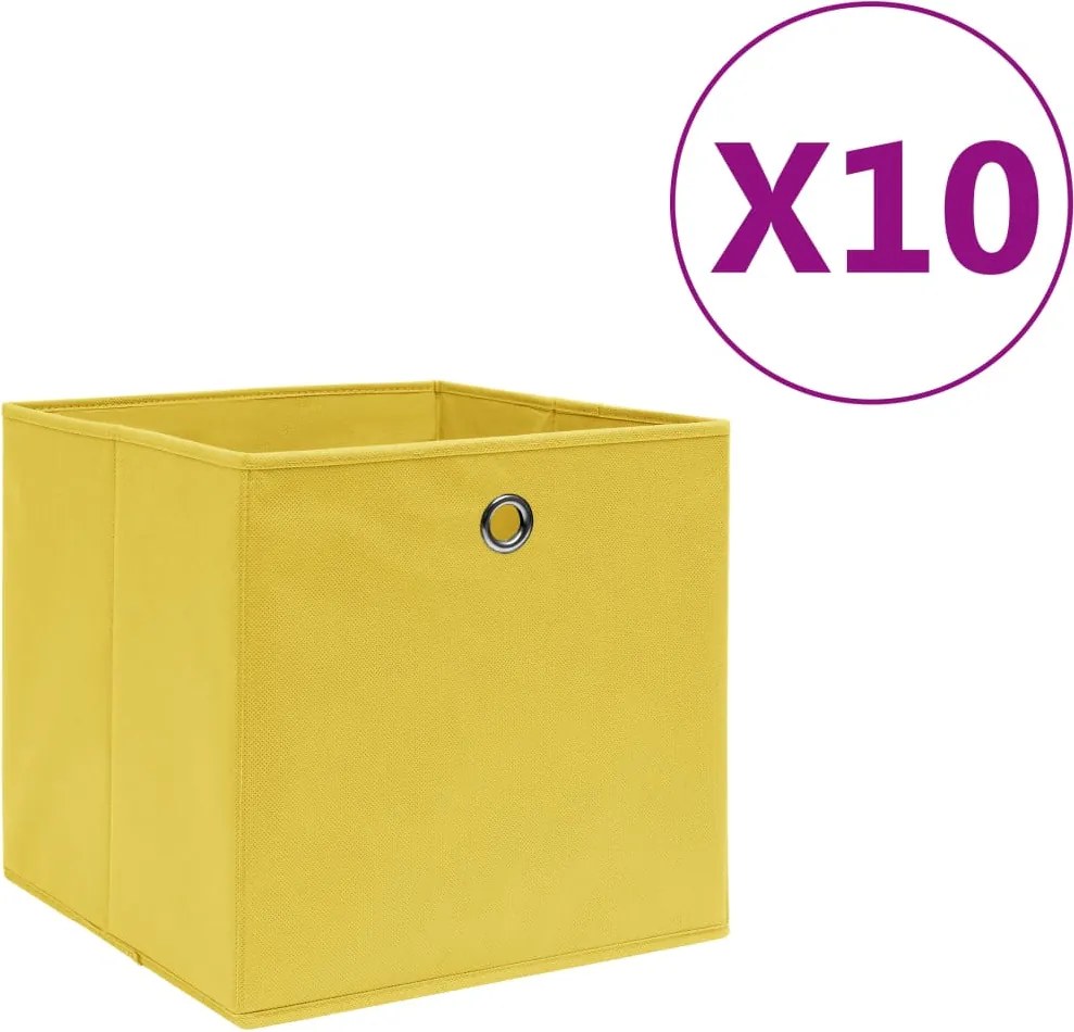 vidaXL 10 db sárga nem szőtt szövet tárolódoboz 28 x 28 x 28 cm