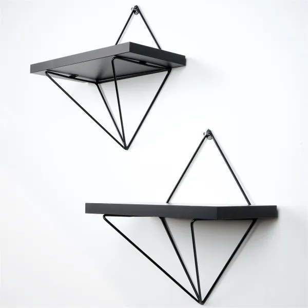 KÉSZLET 2x Fali polc fekete