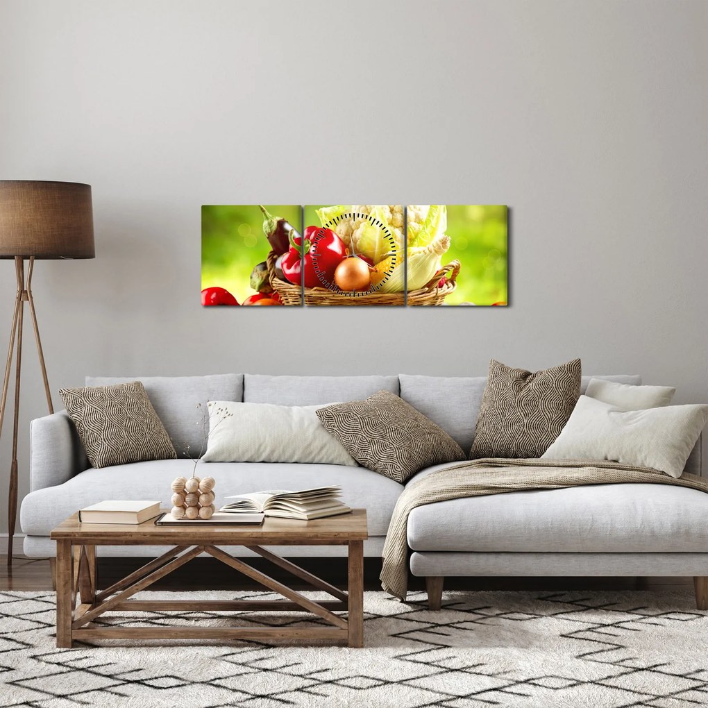 Kép - Zöldségek (órával) (90x30 cm)