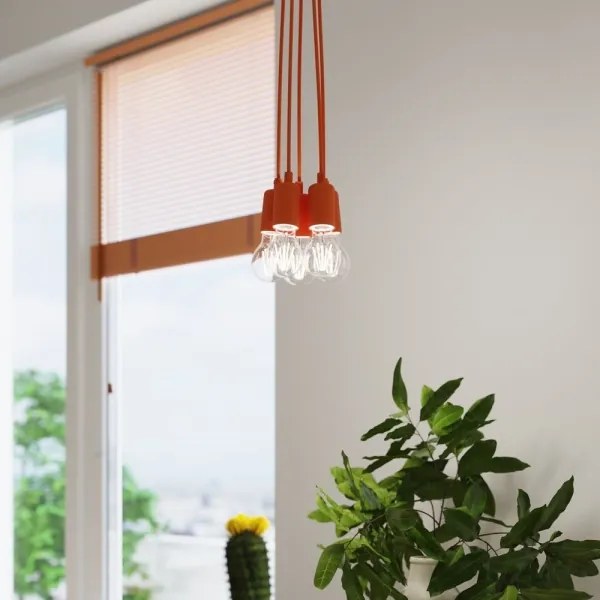 Csillár zsinóron DIEGO 3xE27/60W/230V narancssárga