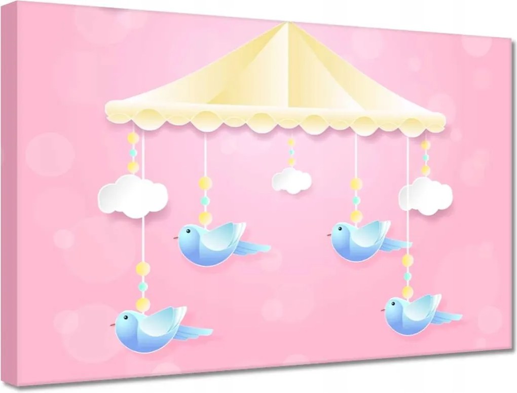 Vászonkép 30x20 Aranyos körhinta madárkákkal