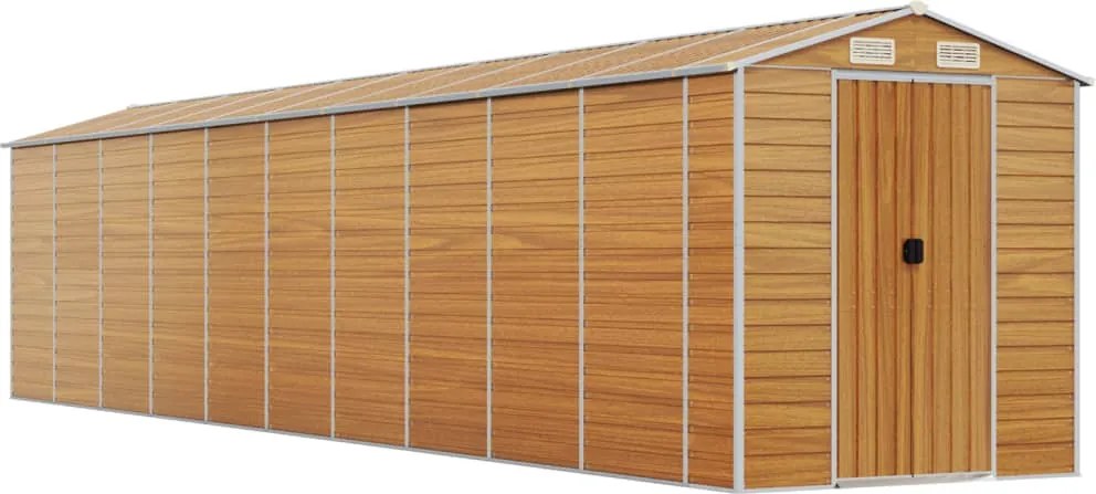 vidaXL világosbarna horganyzott acél kerti fészer 191 x 895 x 198 cm