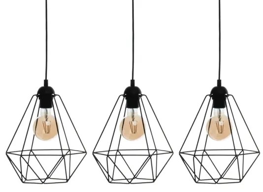 Függeszték BASKET 3xE27/60W/230V fekete