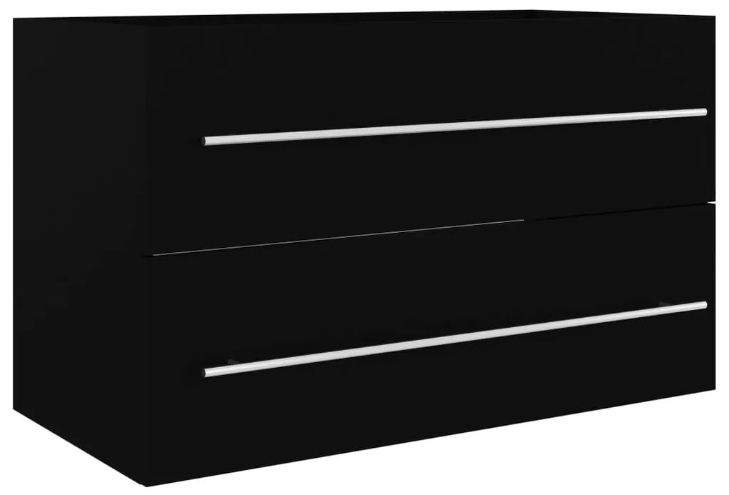 Fekete szerelt fa mosdószekrény 80 x 38,5 x 48 cm