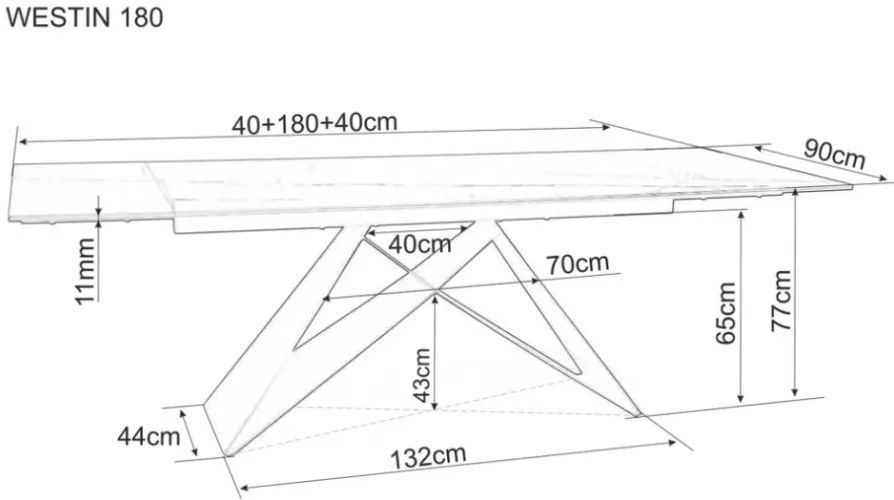 Westin III bővíthető étkezőasztal márvány hatású asztallappal 180-260 cm