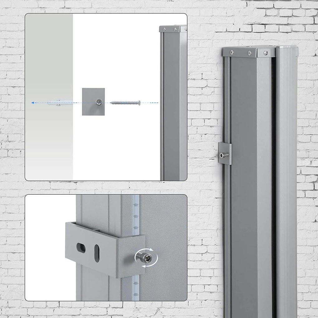 Oldalsó napellenző, kihúzható kültéri napellenző, 180x300 cm (Ma x M), füstszürke