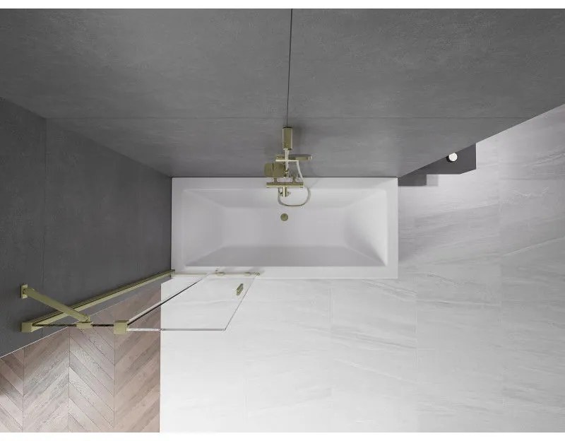 Mexen Velar, 2 szárnyas eltolható kádparaván 70 x 150 cm, 8mm átlátszó üveg, arany matt profil, 896-070-000-01-55