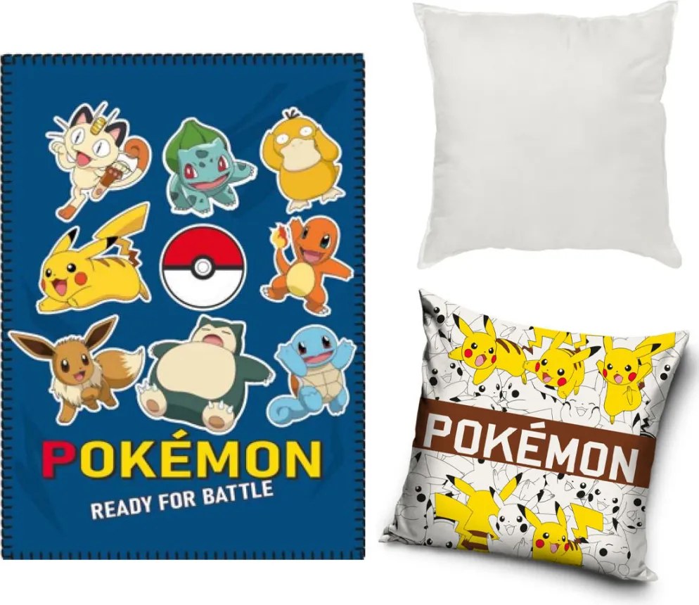 Pokémon Ready PikaPal polár takaró, párnahuzat és párna szett 3 db-os