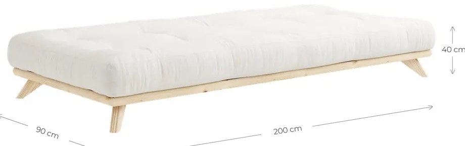 Borovi fenyő egyszemélyes ágy ágyráccsal 90x200 cm Senza – Karup Design