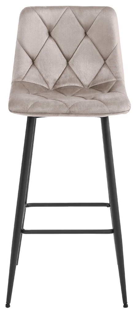 Sötét bézs bárszék NADO VELVET fekete lábakkal