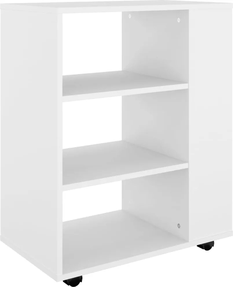vidaXL fehér szerelt fa kerekes szekrény 60 x 35 x 75 cm