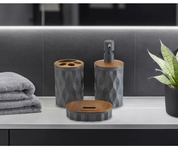 Fürdőszobai készlet REINA 5 db antracit/barna