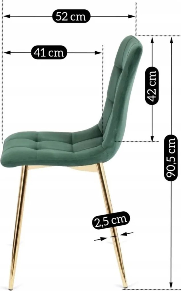 Szék zöld színben, bársony kárpittal. YORK