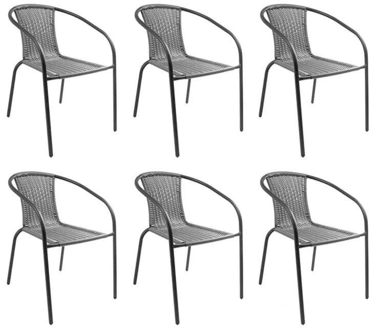 Herkules 3 acélvázas műrattan kerti szék - Szürke - 6 DB N