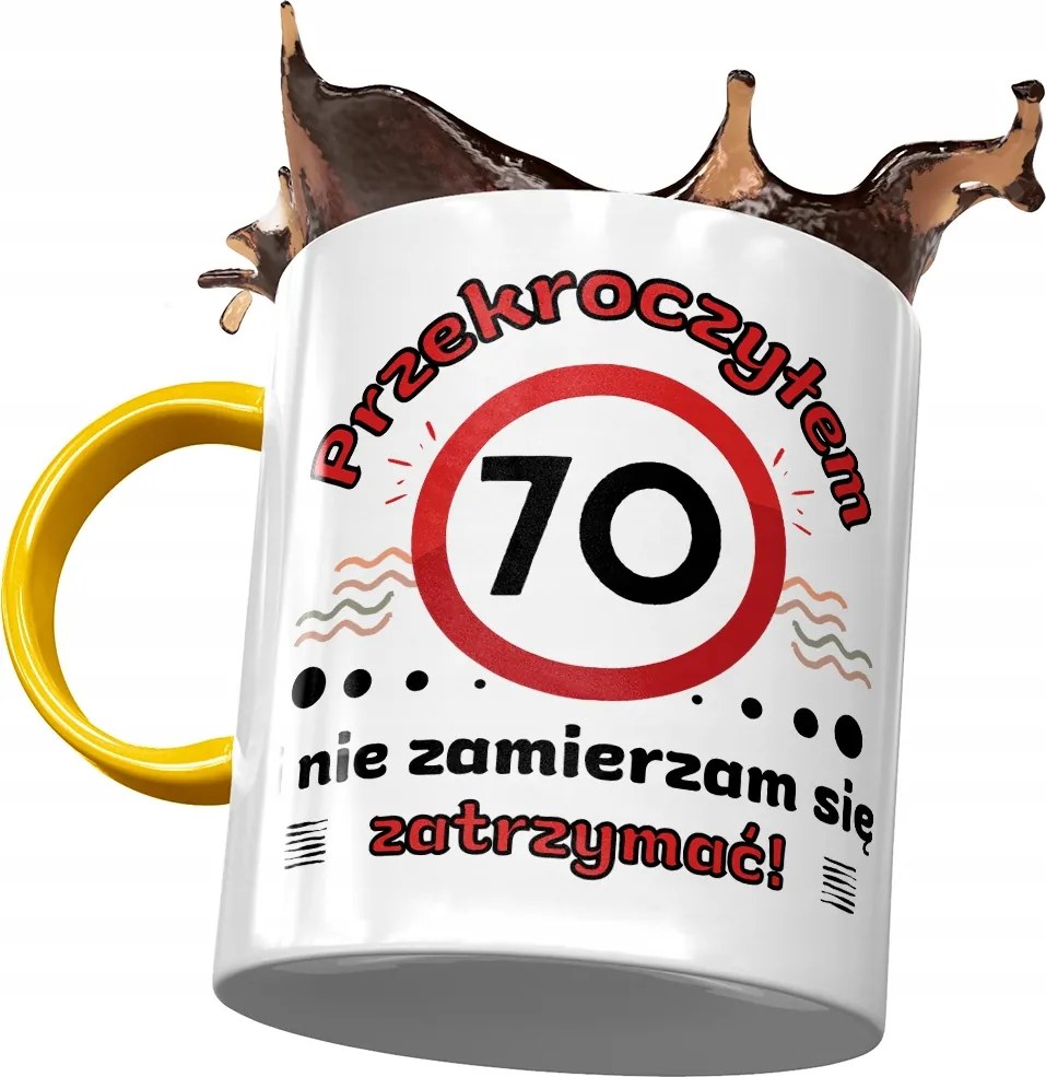 Sárga Bögre Születésnapra 70 70-es 70-es Ajándék Nyomtatott Fotóval