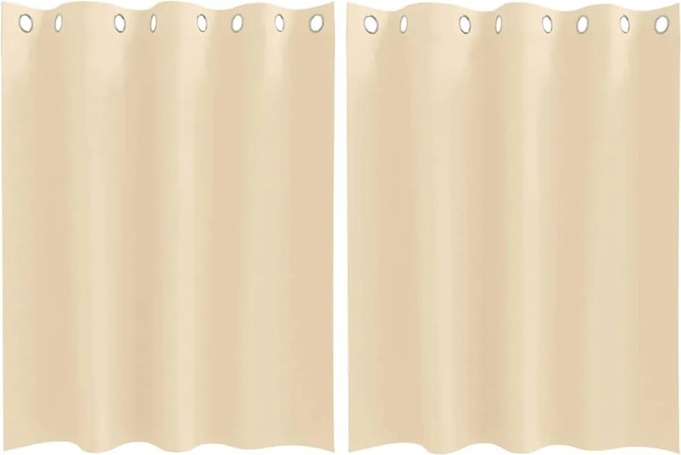 vidaXL Fekete Függöny Gyűrűkkel 2 pcs Krém 140 x 140 cm Poliészter