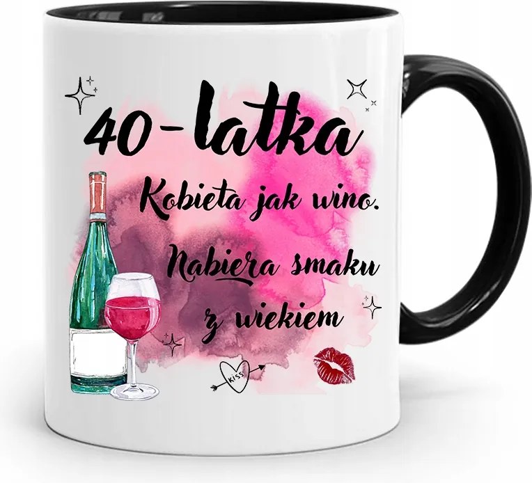 Születésnapra 40 40-es 40-es Bögre Fekete Ajándék fényképes nyomattal