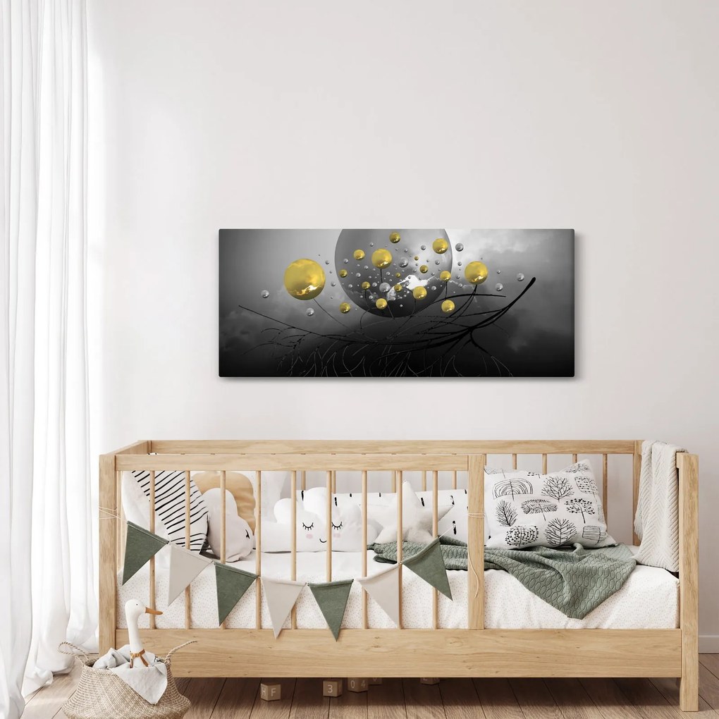 Arany absztrakt gömbök képe (120x50 cm)