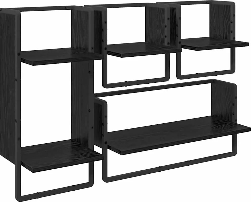 vidaXL Fali polc készlet 4 pcs Fekete tölgy 65 x 25 x 30 cm Faanyag