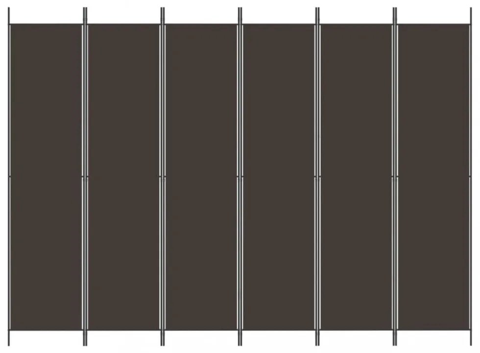 6 paneles barna szövet paraván 300 x 220 cm
