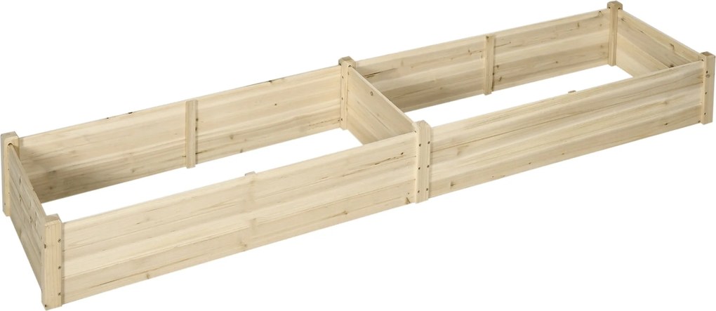 Outsunny Virágtartó Doboz, Ültető Doboz 2 Ültető Területtel, Zöldségágyás Zöldségekhez, Fűszernövényekhez a Kertben, Teraszon és Erkélyen, Fa, Termész