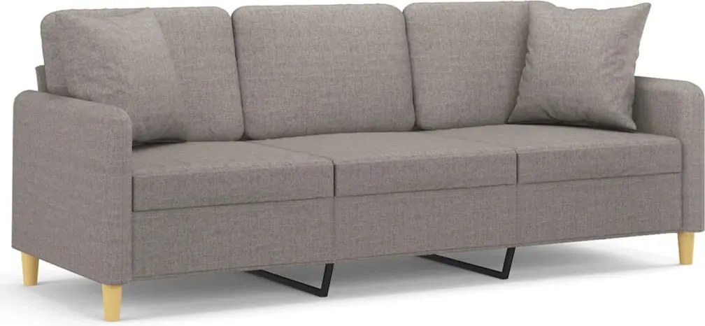 vidaXL 3 személyes tópszínű szövetkanapé díszpárnákkal 180 cm