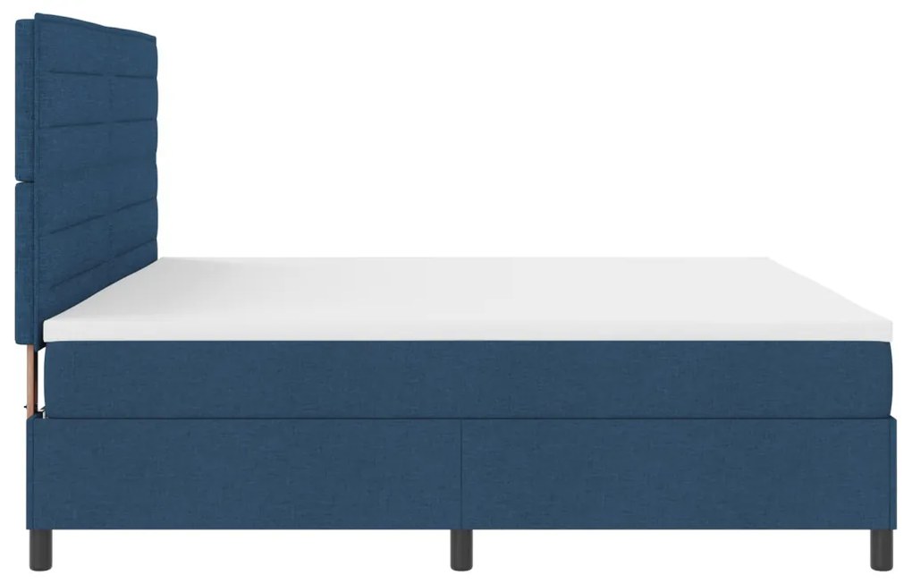 Rugós ágy matraccal és LED kék, 200 x 200 cm-es szövet