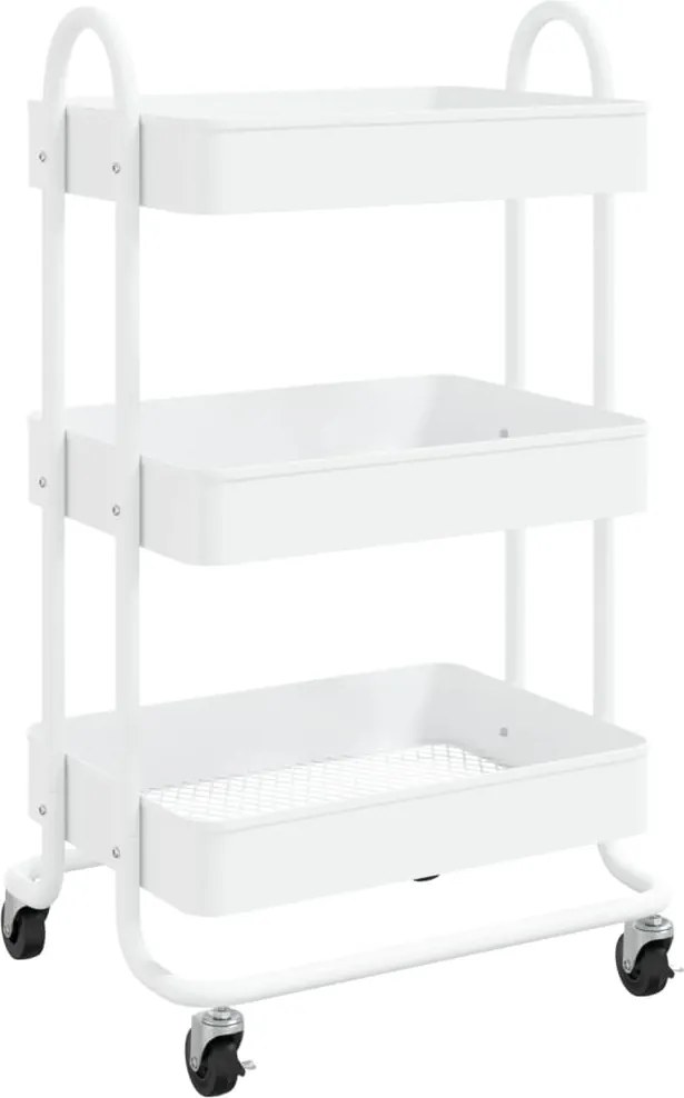 vidaXL fehér acél 3 szintes kocsi 43 x 34 x 79 cm