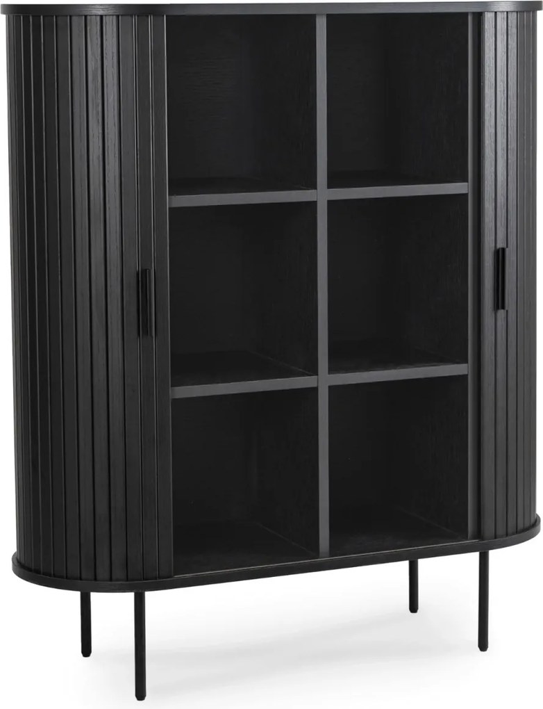 Kétajtós, tolóajtós komód 100 cm méretben, fekete színben TRISH