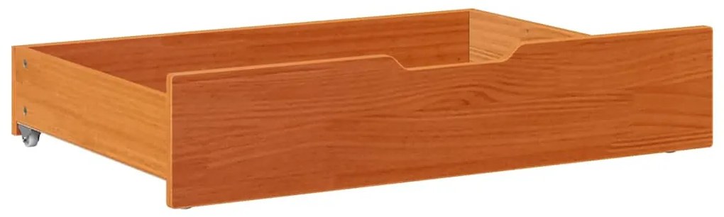 2 db viaszbarna tömör fenyőfa ágy alatti fiók 80 x 55 x 16 cm