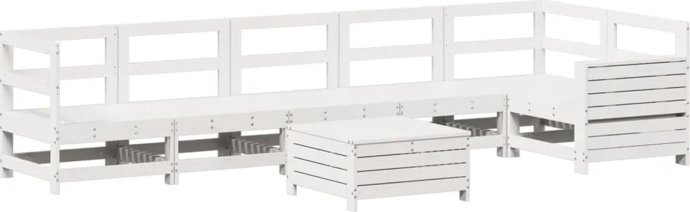 vidaXL fehér 7 részes tömör fenyőfa kerti kanapészett