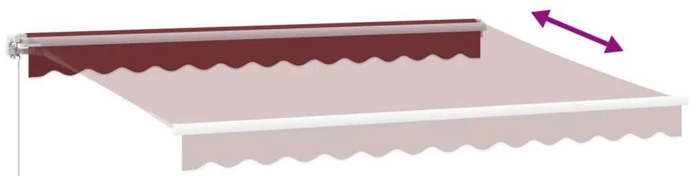burgundi vörös kézzel kihúzható LED-es napellenző 350 x 250 cm