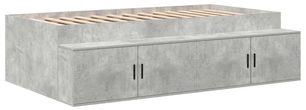 Ágykeret tárolóval tárolóval Beton szürke 75 x 190 cm Faanyag