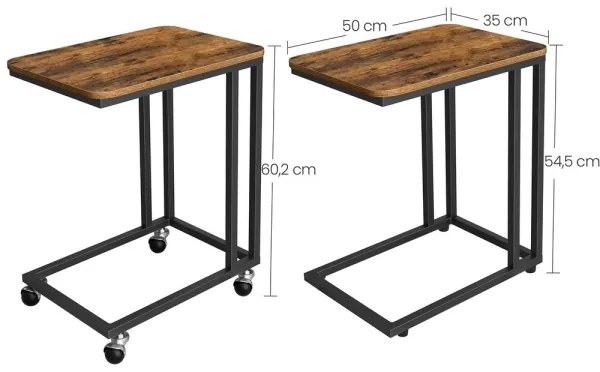Mozgatható oldalsó asztal ELDUR barna/fekete