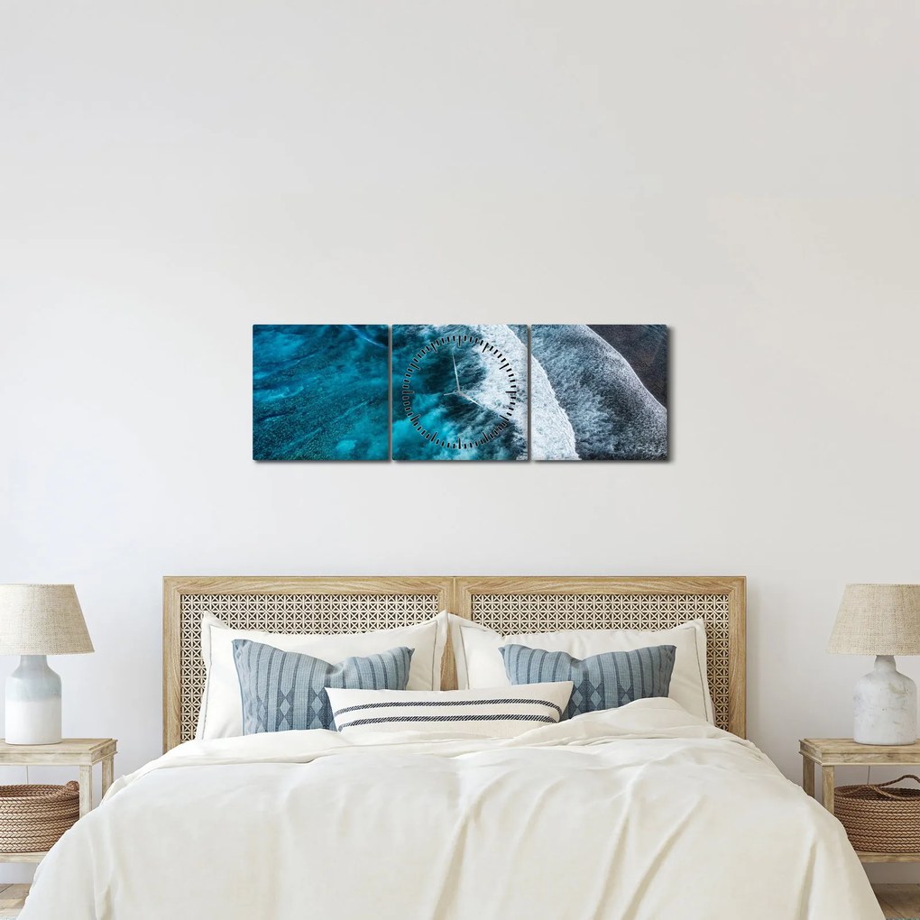 Kép - Hullámok a tengeren (órával) (90x30 cm)
