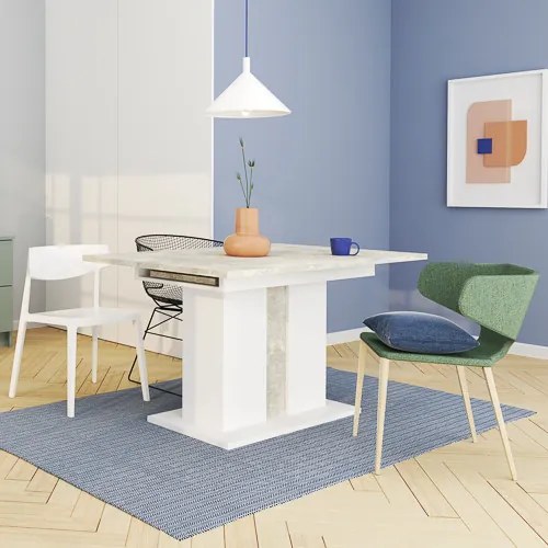 GREYS Étkezőasztal Márvány/Fehér Színben 134 cm