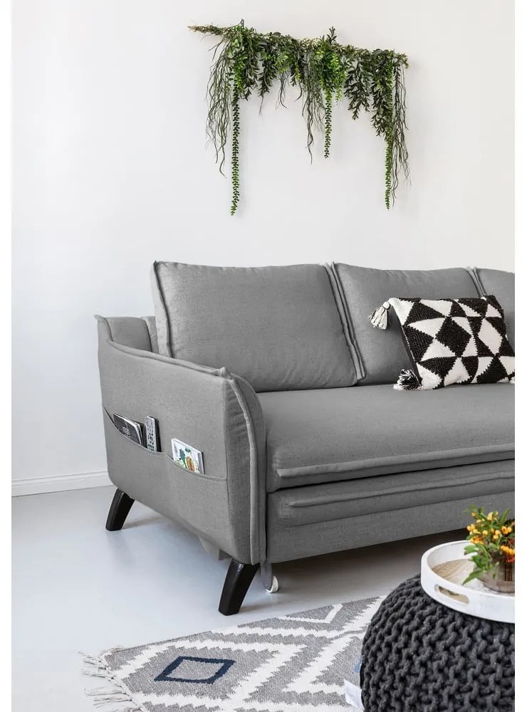 Charming Charlie szürke kinyitható sarokkanapé, jobb oldali - Miuform